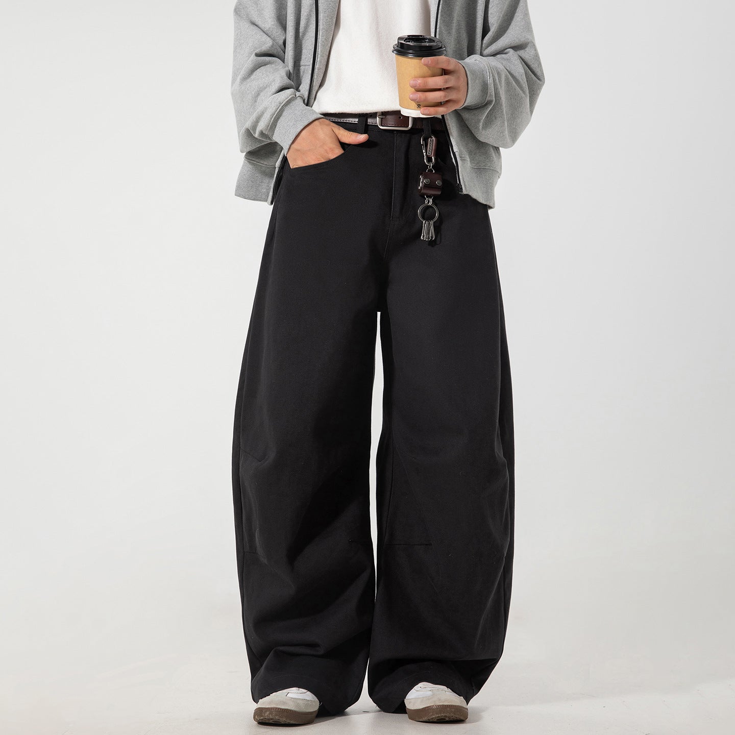 Men's loose fitting straight leg long pants