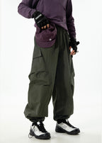 Mens Cargo Pants – Outdoor Windproof Wide-Leg Trousers with Pockets