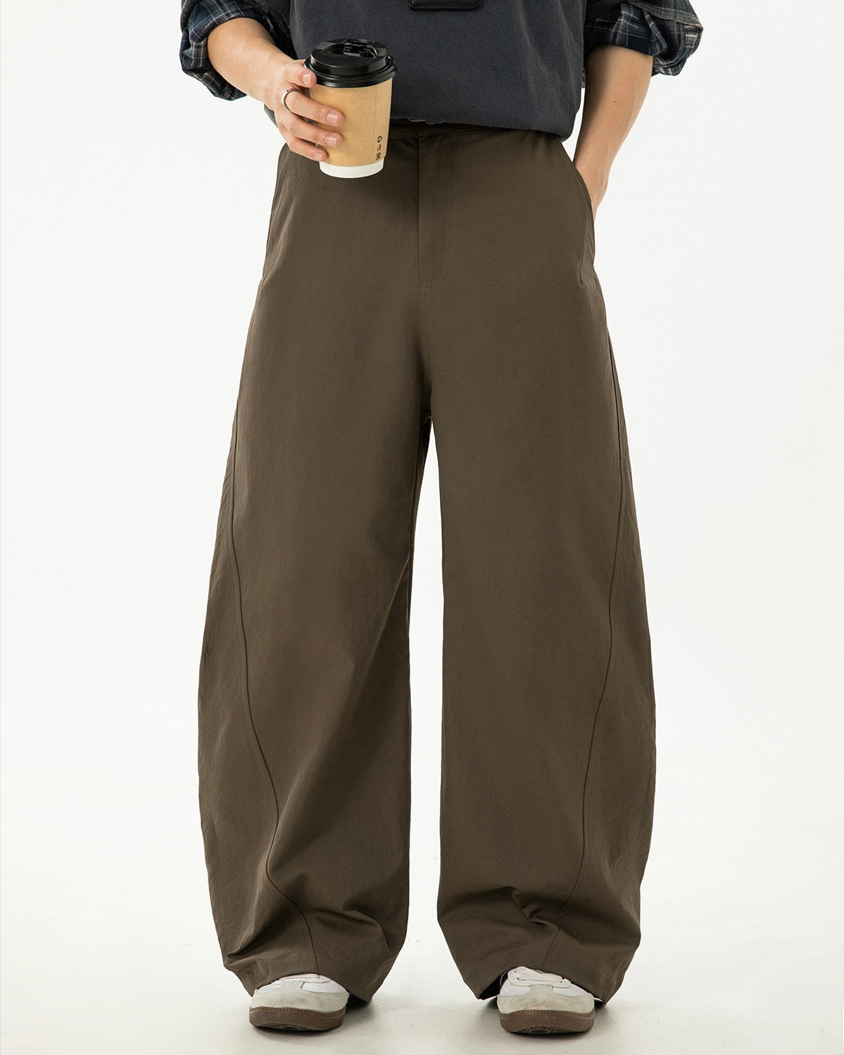 Women’s Wide-Leg Pleated Casual Pants with Side Split & Pockets