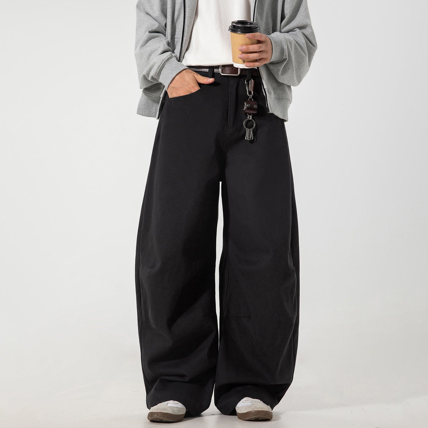 Men's loose fitting straight leg long pants