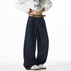 Straight tube slightly wide jeans men's pants