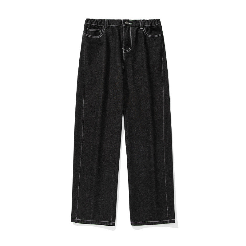 Straight tube slightly wide jeans men's pants