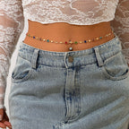 Bohemian style inlaid colorful crystal body chain ins style alloy versatile waist chain