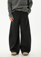 Women’s Wide-Leg Pleated Casual Pants with Side Split & Pockets