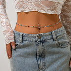 Bohemian style inlaid colorful crystal body chain ins style alloy versatile waist chain