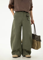 Women’s Wide-Leg Pleated Casual Pants with Side Split & Pockets