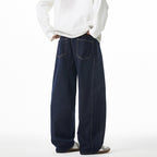 Straight tube slightly wide jeans men's pants
