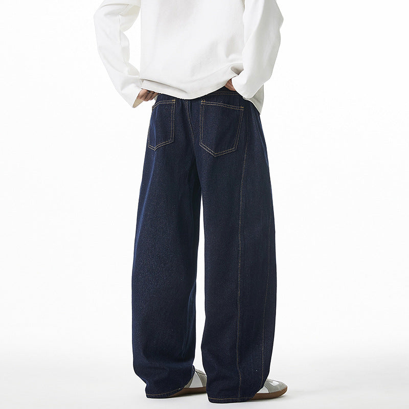 Straight tube slightly wide jeans men's pants