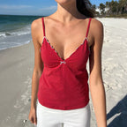 Women’s strapless polka dot tank top.