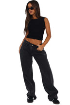Women’s Mid-Waist Loose Fit Straight Leg Jeans – Casual Denim Pants