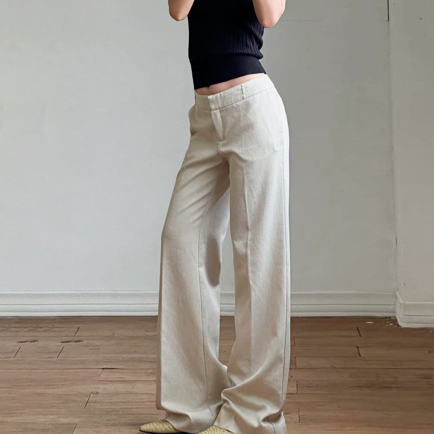 Women’s Low-Waist Loose Fit Trousers – Casual Commuter Pants