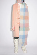 Oversized Plaid Knit Scarf with Tassels – Soft Winter Blanket Scarf for Women