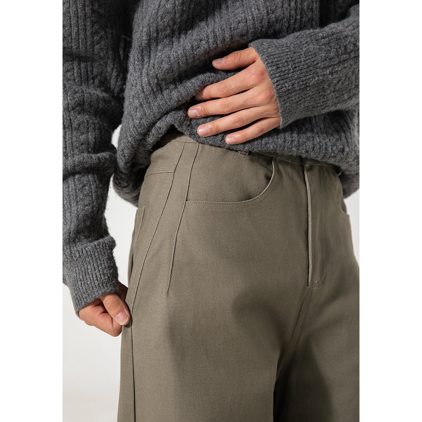 Men's loose fitting straight leg long pants