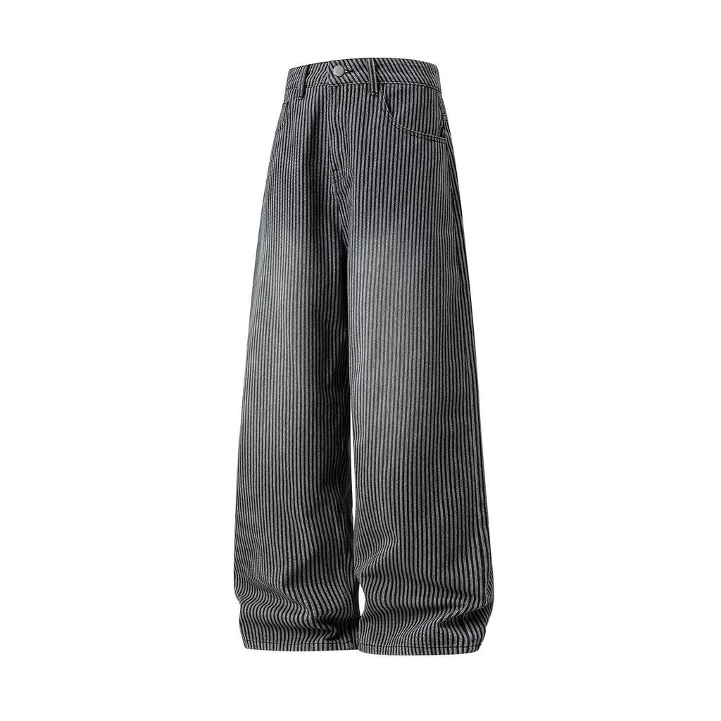 Vertical striped jeans men's loose pants