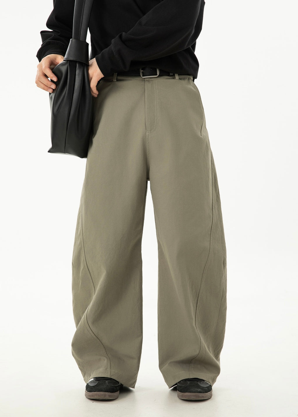 Women’s Wide-Leg Pleated Casual Pants with Side Split & Pockets