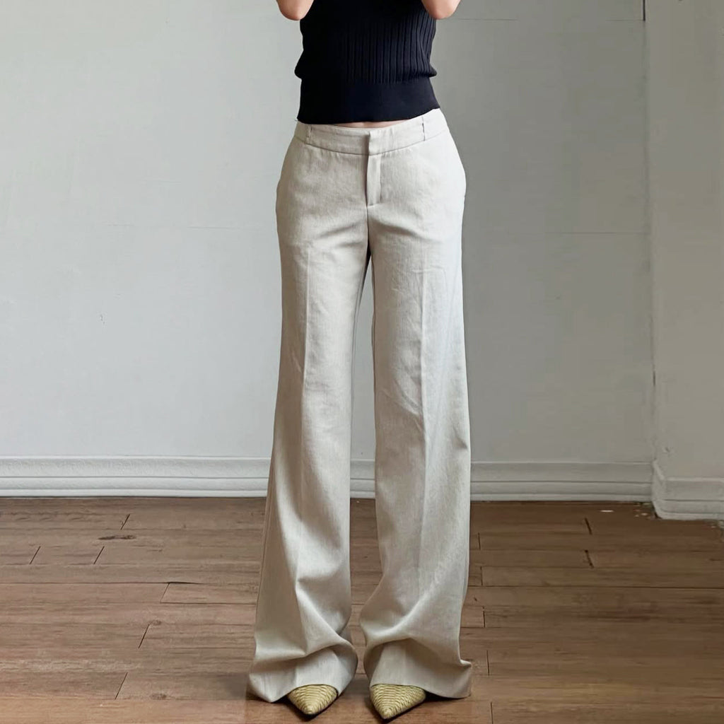 Women’s low waist loose trousers for casual or commuter wear.