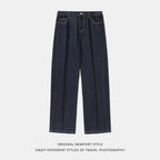 Straight tube slightly wide jeans men's pants