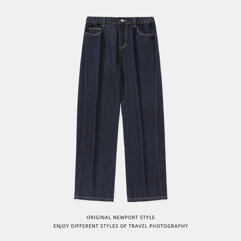 Straight tube slightly wide jeans men's pants