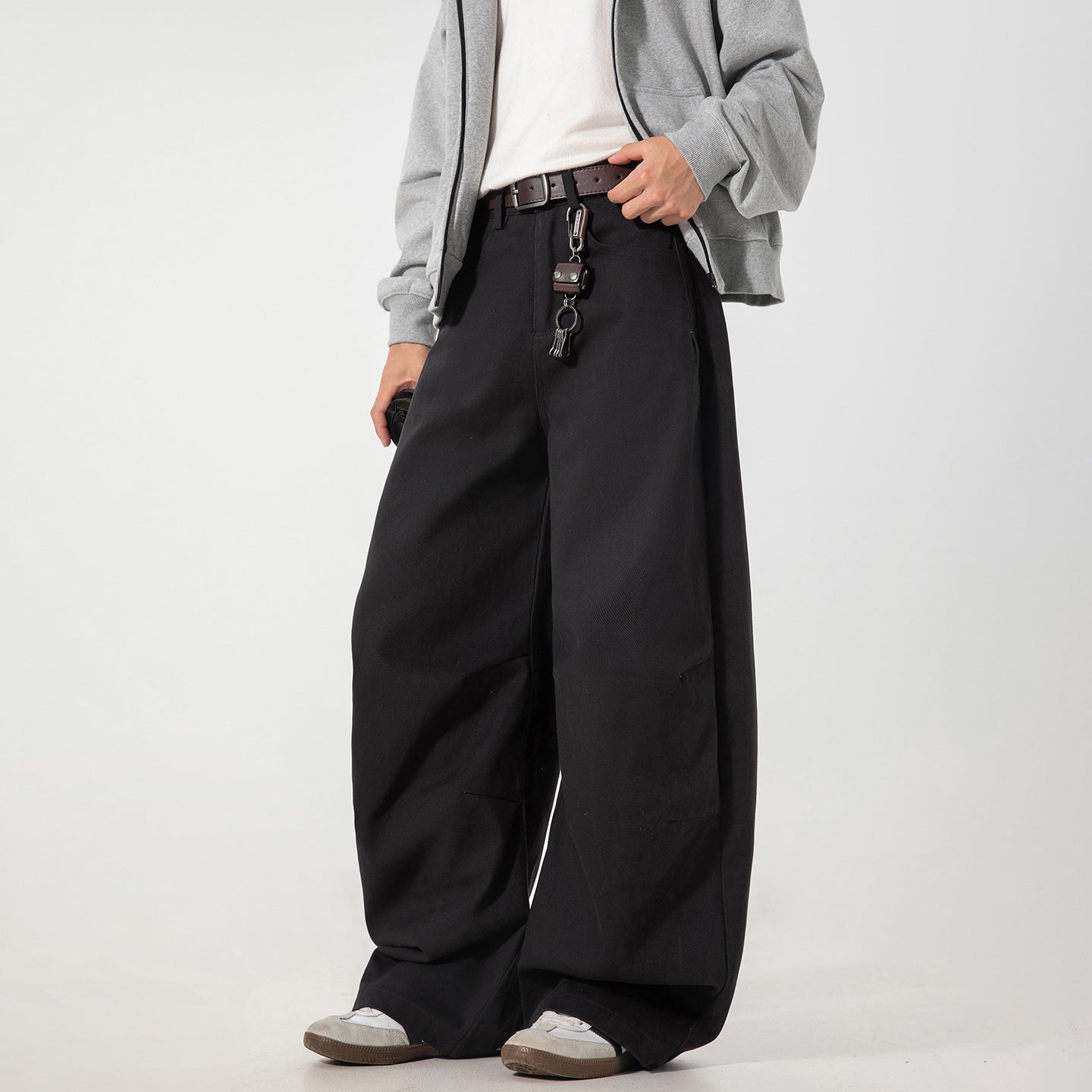 Men's loose fitting straight leg long pants