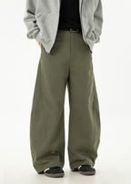Women’s Wide-Leg Pleated Casual Pants with Side Split & Pockets