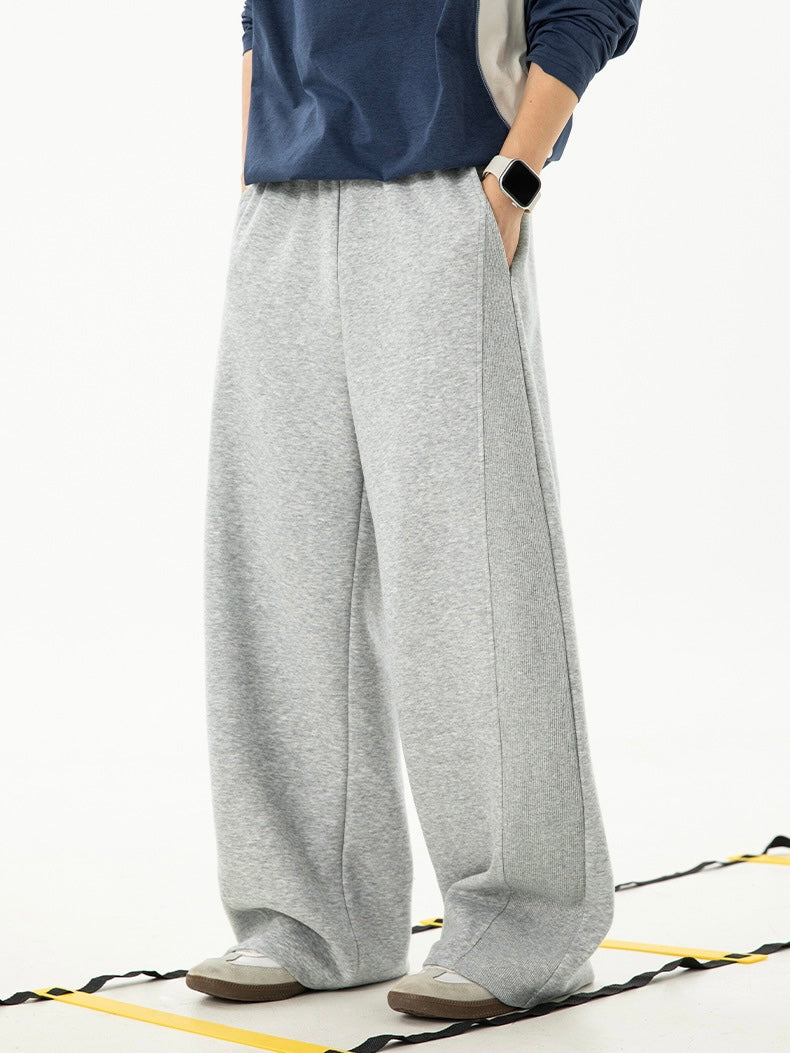 Loose Straight Leg Casual Joggers for Men – Relaxed High Waist Trousers
