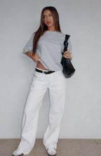 Women’s Mid-Waist Loose Fit Straight Leg Jeans – Casual Denim Pants