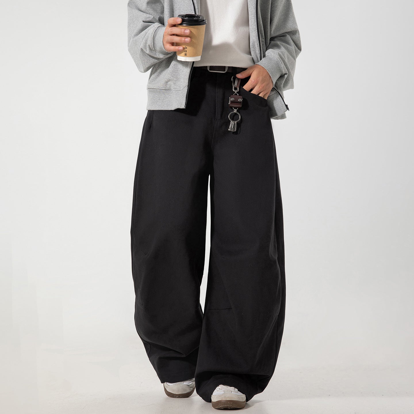 Men's loose fitting straight leg long pants