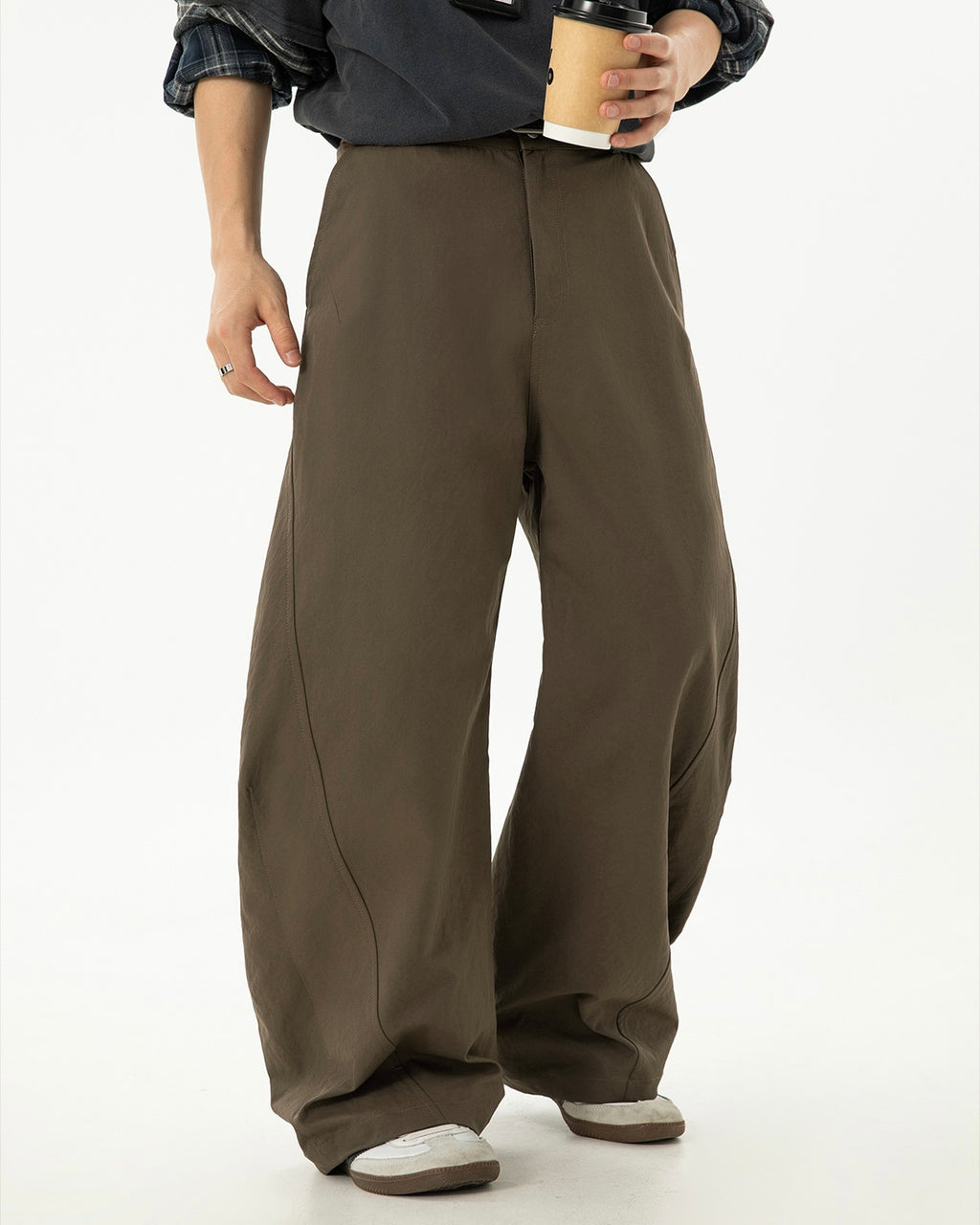 Women’s Wide-Leg Pleated Casual Pants with Side Split & Pockets