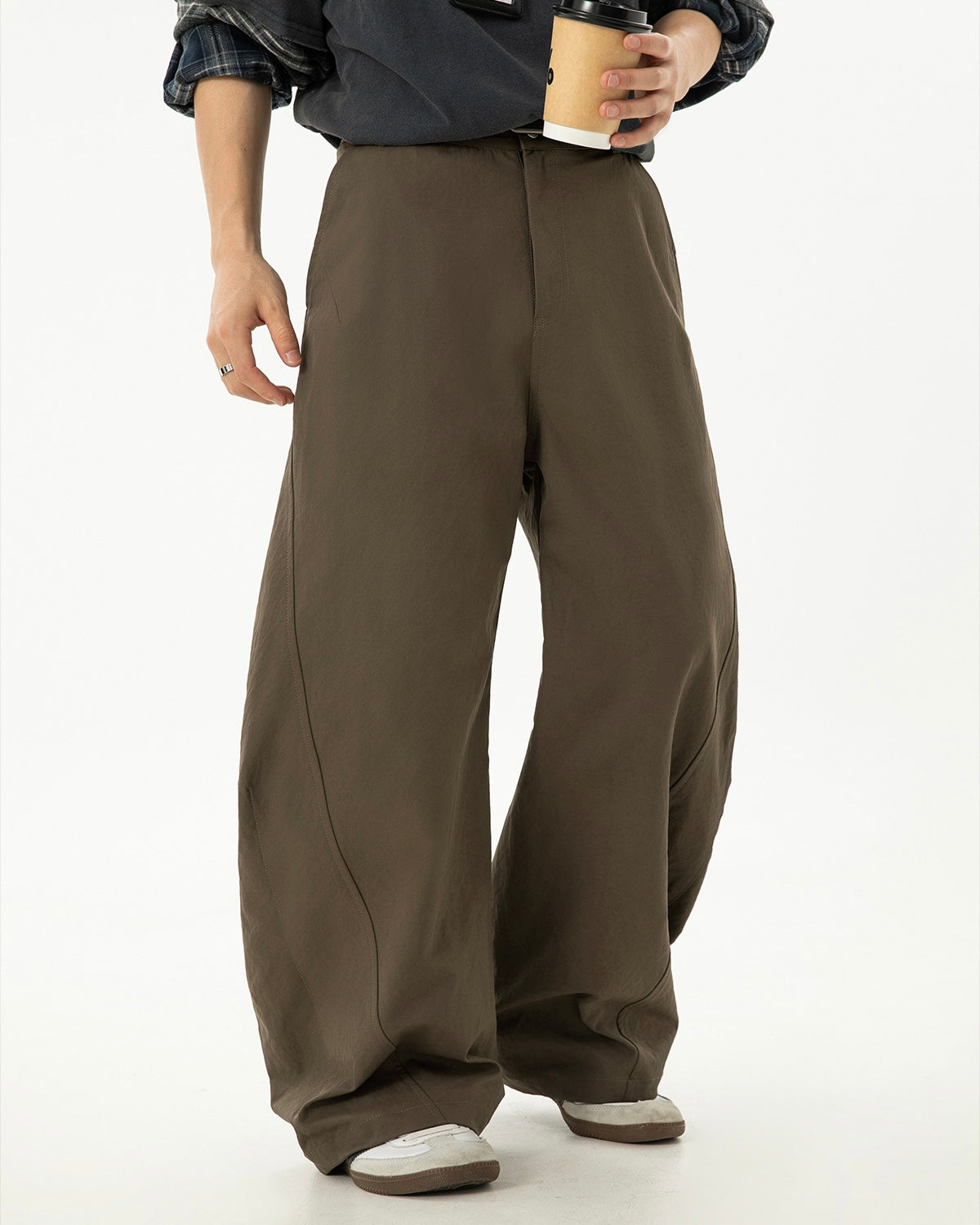 Women’s Wide-Leg Pleated Casual Pants with Side Split & Pockets