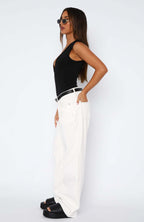 Women’s Mid-Waist Loose Fit Straight Leg Jeans – Casual Denim Pants