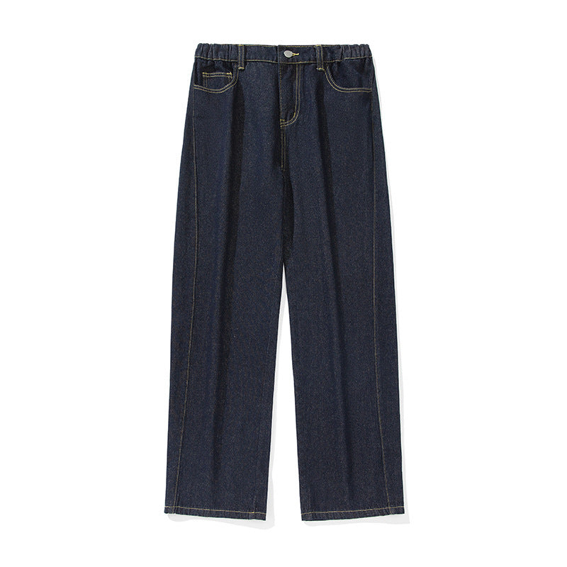 Straight tube slightly wide jeans men's pants