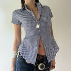 Women’s Casual Vacation Shirt – Fitted Short Sleeve Blouse