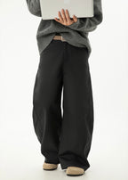 Women’s Wide-Leg Pleated Casual Pants with Side Split & Pockets