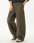 Women’s Wide-Leg Pleated Casual Pants with Side Split & Pockets