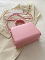 Raw Hem Denim PU Leather Handbag